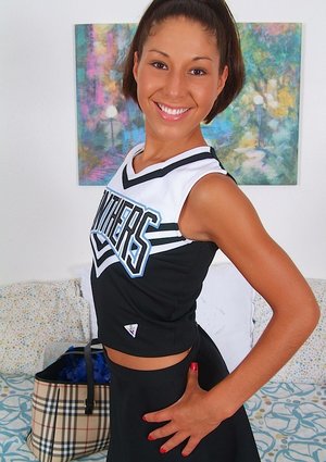 18 year old cutie Christine Paradise pulling denim shorts aside